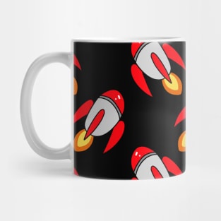 Little Red Rocket Ships Pattern Mug